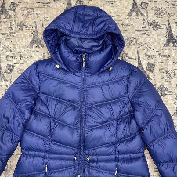 Ellen Tracy NWOT! Navy Down Hooded  Water Resist Lined Drawcord Puffer Coat - Picture 7 of 16